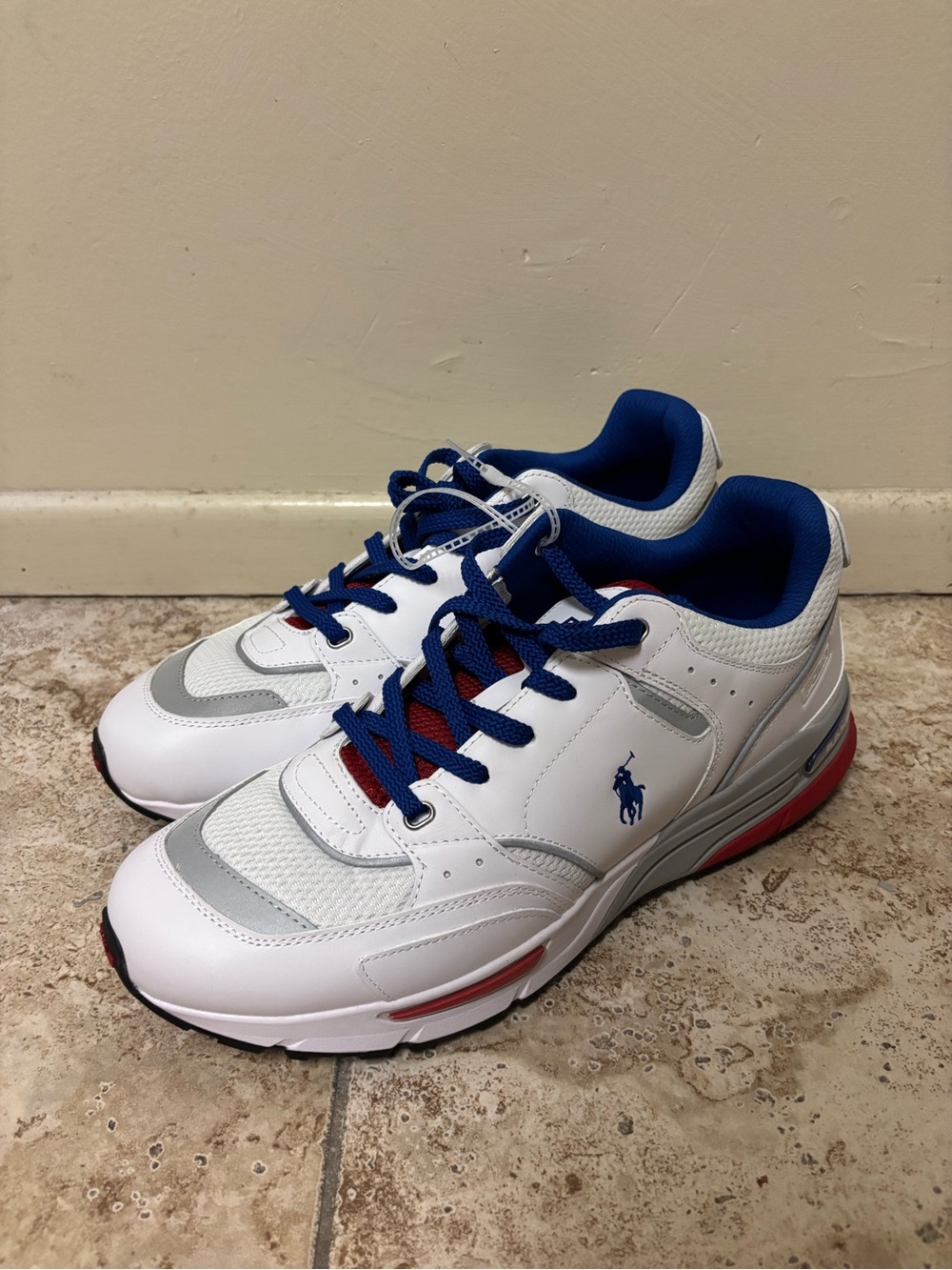 Polo Ralph Lauren TrackStar 250 SK-LTL Men’s Size 12 D RED WH MULTI LEATHER MESH